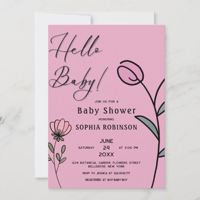 Inbjudan till abstrakt Flowers Baby Shower (Framsida)