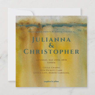 Inbjudan till abstrakt Guld Art Watercolor Wedding