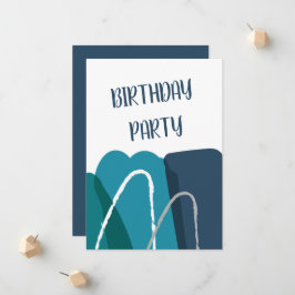 Inbjudan till abstrakt Modern Blue Birthday