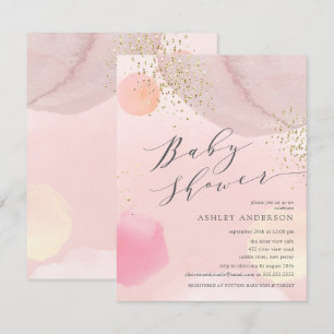 Inbjudan till abstrakt Pastel Circles Girl Baby Sh