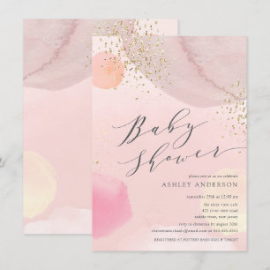 Inbjudan till abstrakt Pastel Circles Girl Baby Sh