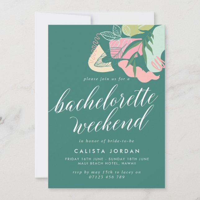 Inbjudan till abstrakt Tropical Bachelorette Helg (Framsida)