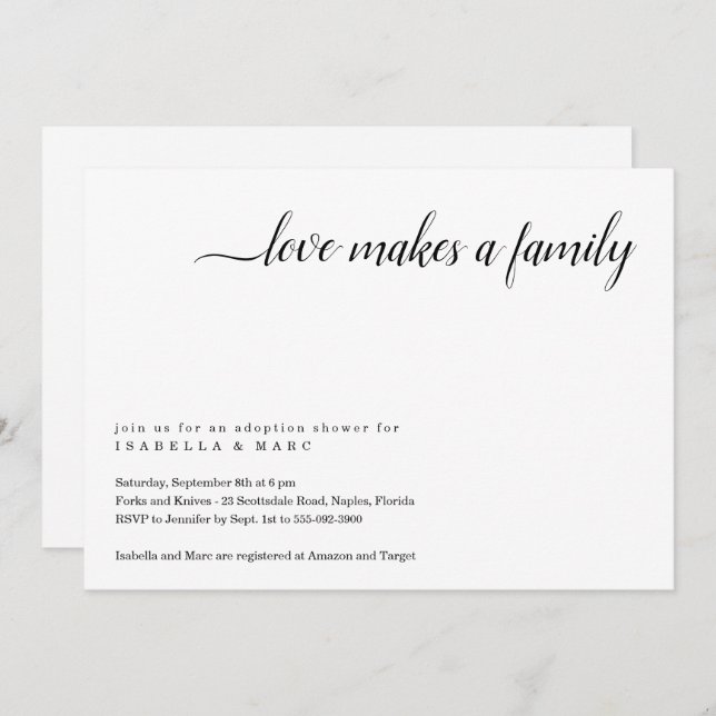 Inbjudan till adoptionfest (för bebis eller liten  (Fram/baksida)