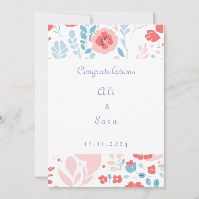 Inbjudan till Aesthetic Flower bröllopding (Framsida)