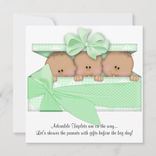 Inbjudan till afrikansk triplet Baby Shower (Framsida)