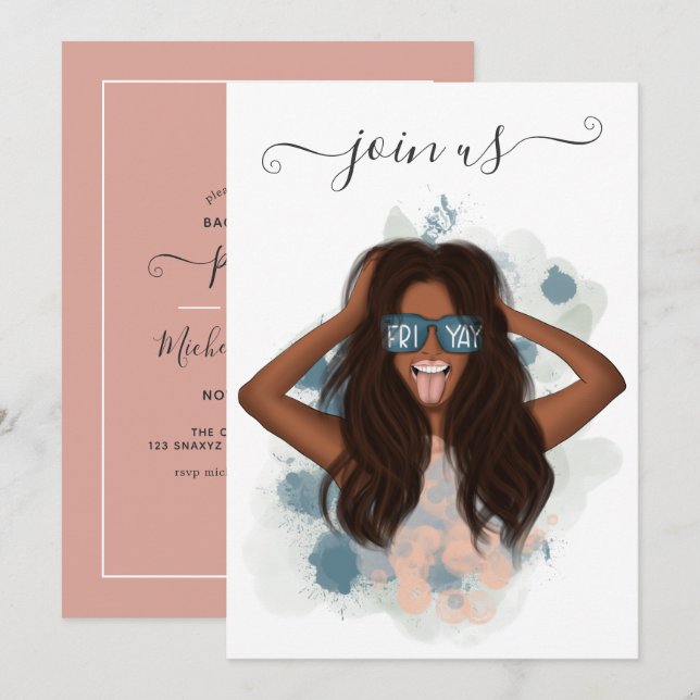 Inbjudan till Afrikas amerikanska Fredag Bachelore (Fram/baksida)