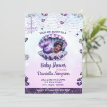 Inbjudan till Afro Sjöjungfru Baby Shower