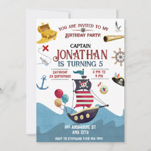 Inbjudan till Ahoy Boy Party i pirat