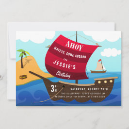 Inbjudan till Ahoy Mateys Pirat Frakt Barns födels