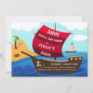 Inbjudan till Ahoy Mateys Pirat Frakt Barns födels