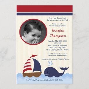 Inbjudan till Ahoy Nautical Whale Boat Birthday
