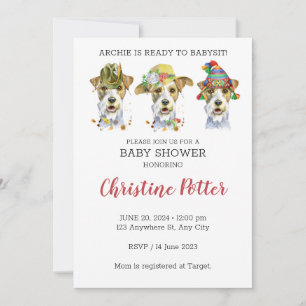 Inbjudan till Airdale Terrier Puppy Theme Baby Sho