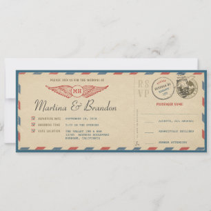 Inbjudan till Airmail Boarding Pass Wedding