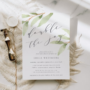 Inbjudan till Airy Botanical Twin Baby Shower