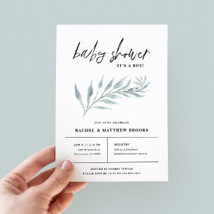 Inbjudan till Airy Gren Boy Baby Shower