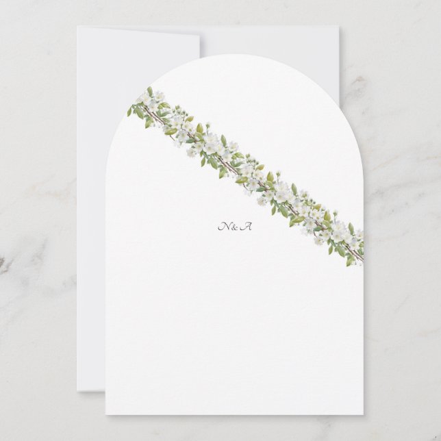 Inbjudan till akrylisk Bröllop grönt och blommor (Baksida)
