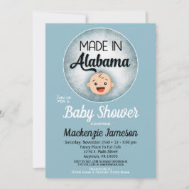 Inbjudan till Alabama Baby Shower Funny Blue Boys