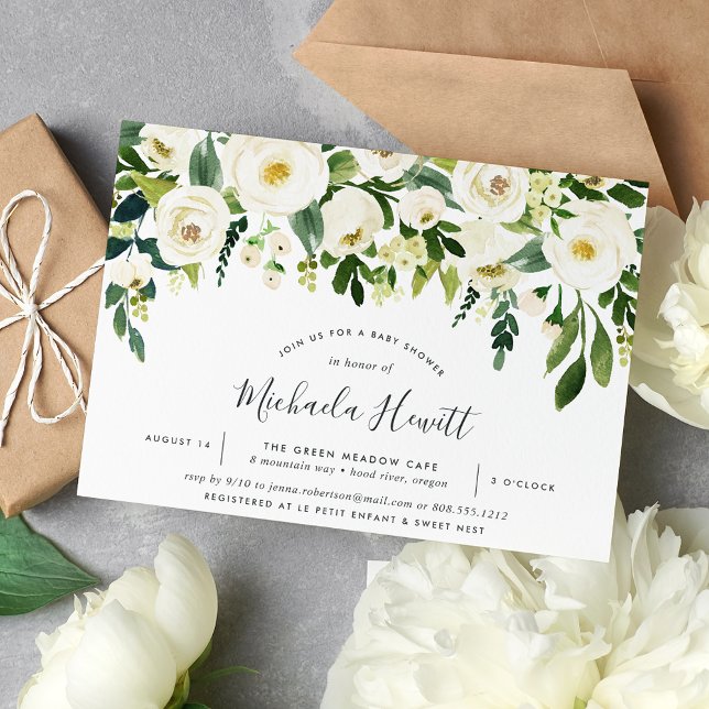 Inbjudan till Alabaster Blommigt Baby Shower (Skapare uppladdad)