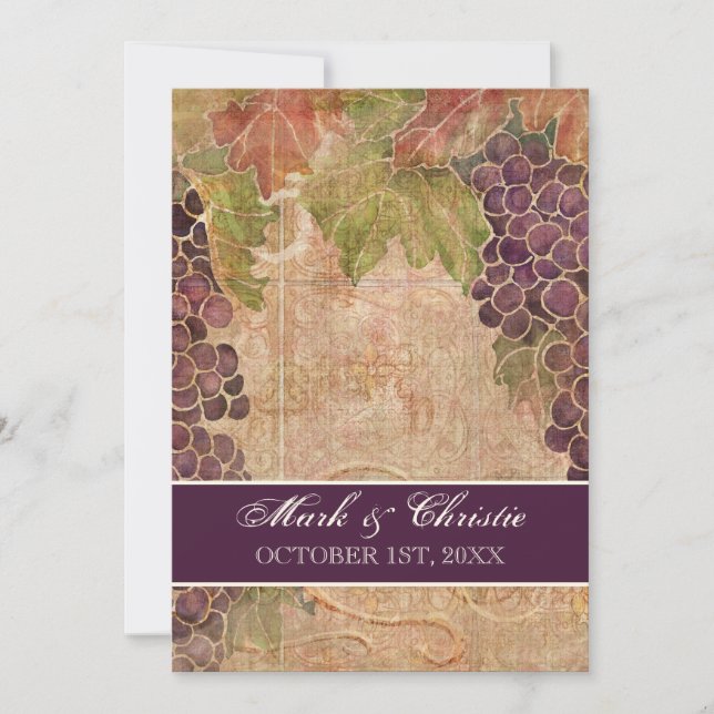 Inbjudan till åldras Grape Vineyard Wedding (Framsida)
