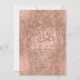 Inbjudan till Alla hjärtans dag-fest Rosa Roséguld