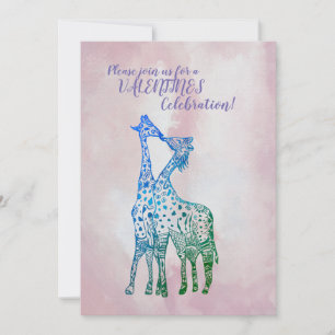 Inbjudan till Alla hjärtans dag-firande med giraff