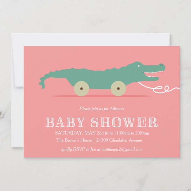 Inbjudan till Alligator Baby Shower (Framsida)
