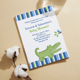Inbjudan till Alligator Baby Shower Blue/Grönt 4x6