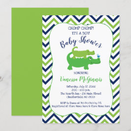 Inbjudan till Alligator Grönt Blue Boy Baby Shower