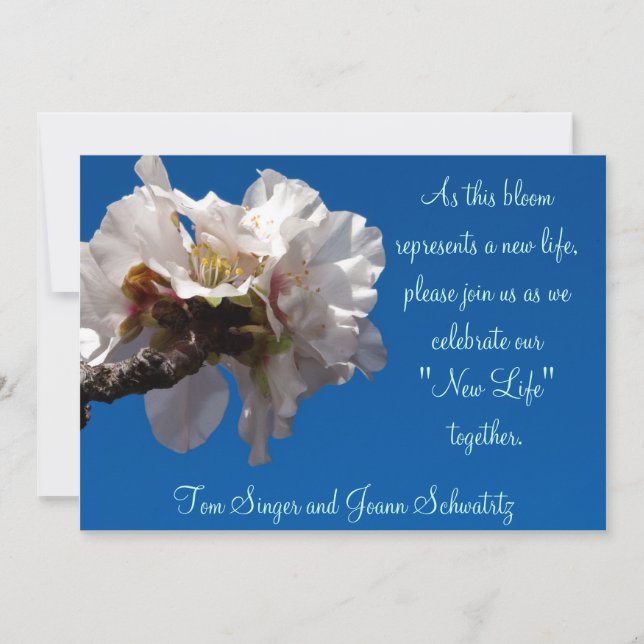 Inbjudan till Almond Blommar Wedding (Framsida)