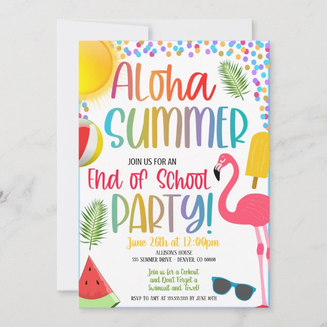Inbjudan till Aloha Sommar Slut på Bassäng-partiet (Framsida)