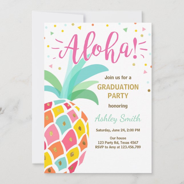 Inbjudan till Aloha Studentfest Pineapple hawaii (Framsida)