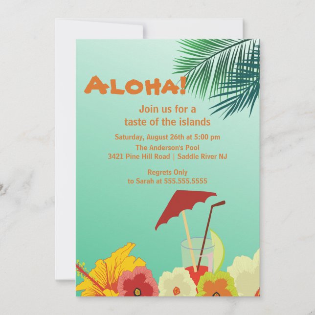 Inbjudan till Aloha Tropical Drinks Summer Party L (Framsida)