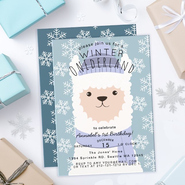 Inbjudan till Alpaca Winter Onederland Barns födel (Skapare uppladdad)