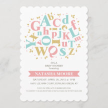 Inbjudan till Alphabet Brev Baby Shower