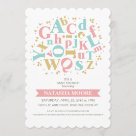 Inbjudan till Alphabet Brev Baby Shower