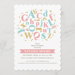 Inbjudan till Alphabet Brev Baby Shower