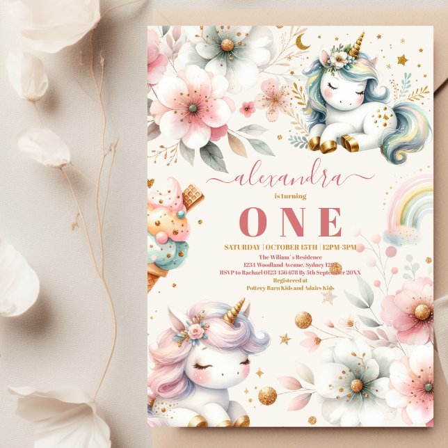 Inbjudan till amatörfärgad regnbåge - Unicorn 1:a  (Skapare uppladdad)