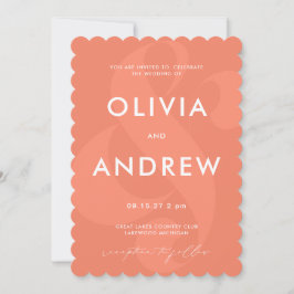 Inbjudan till amperand Coral Peach Rosa Wedding