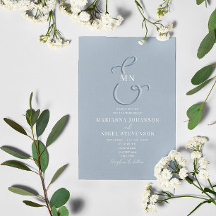 Inbjudan till Ampersand Typography Dusty Blue Wedd