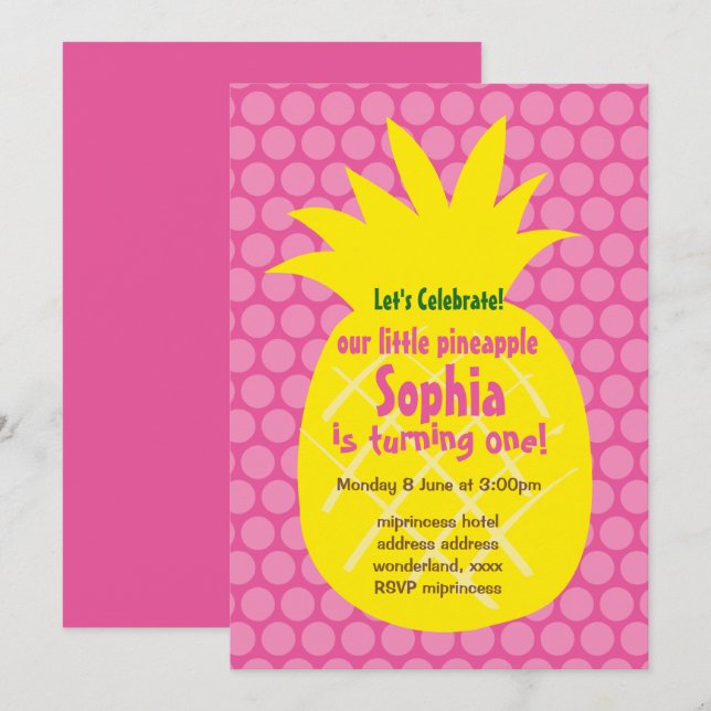 inbjudan till ananas födelsedag (Fram/baksida)
