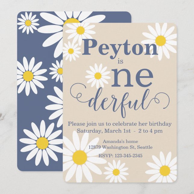 Inbjudan till anbudsgivande Daisy första födelseda (Fram/baksida)