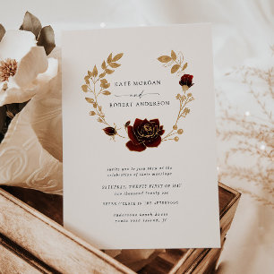 Inbjudan till andningsbröllop i Blommigten Guld me