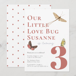 Inbjudan till andra födelsedagen Kärlek Kryp Flick