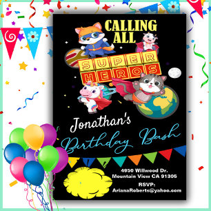 Inbjudan till Animal Hero Boy Birthday