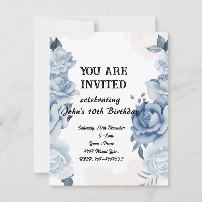 Inbjudan till annalkande Garden Birthday (Framsida)