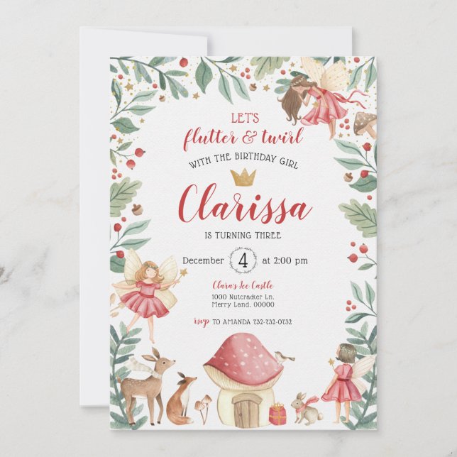 Inbjudan till annonsdag för Fairy Garden Birthday (Framsida)