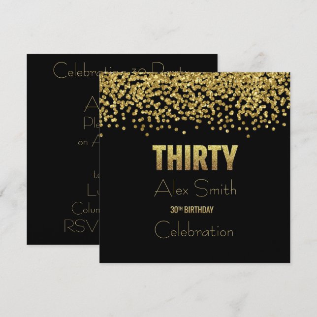 INBJUDAN TILL anpassade 30års födelsedag PARTI (Fram/baksida)