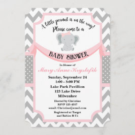 Inbjudan till Anpassade Rosa Grått Flicka Shower