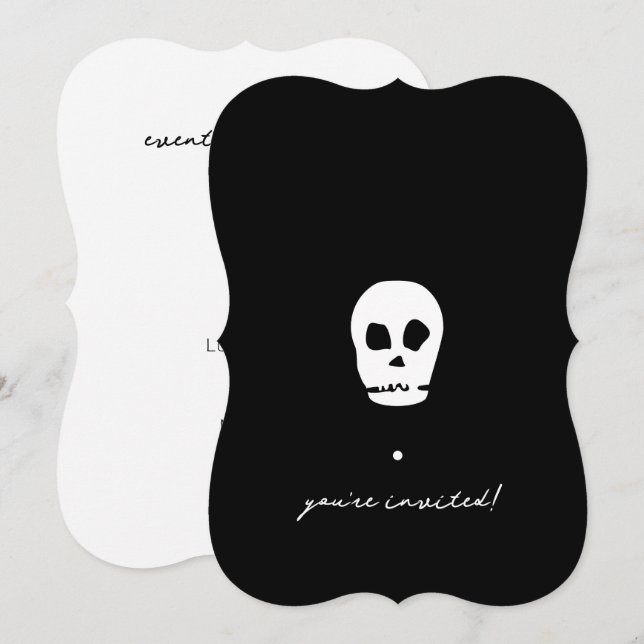Inbjudan till Anpassadet Black Skull (Fram/baksida)