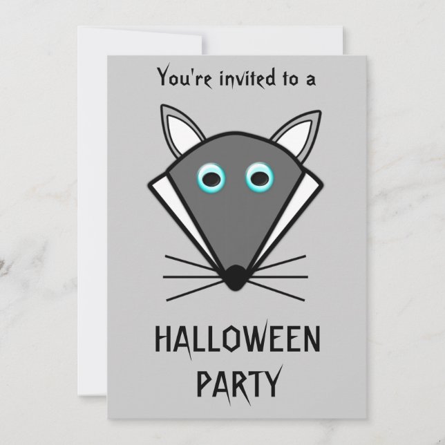 Inbjudan till Anpassadet Cute Halloween-Varg (Framsida)